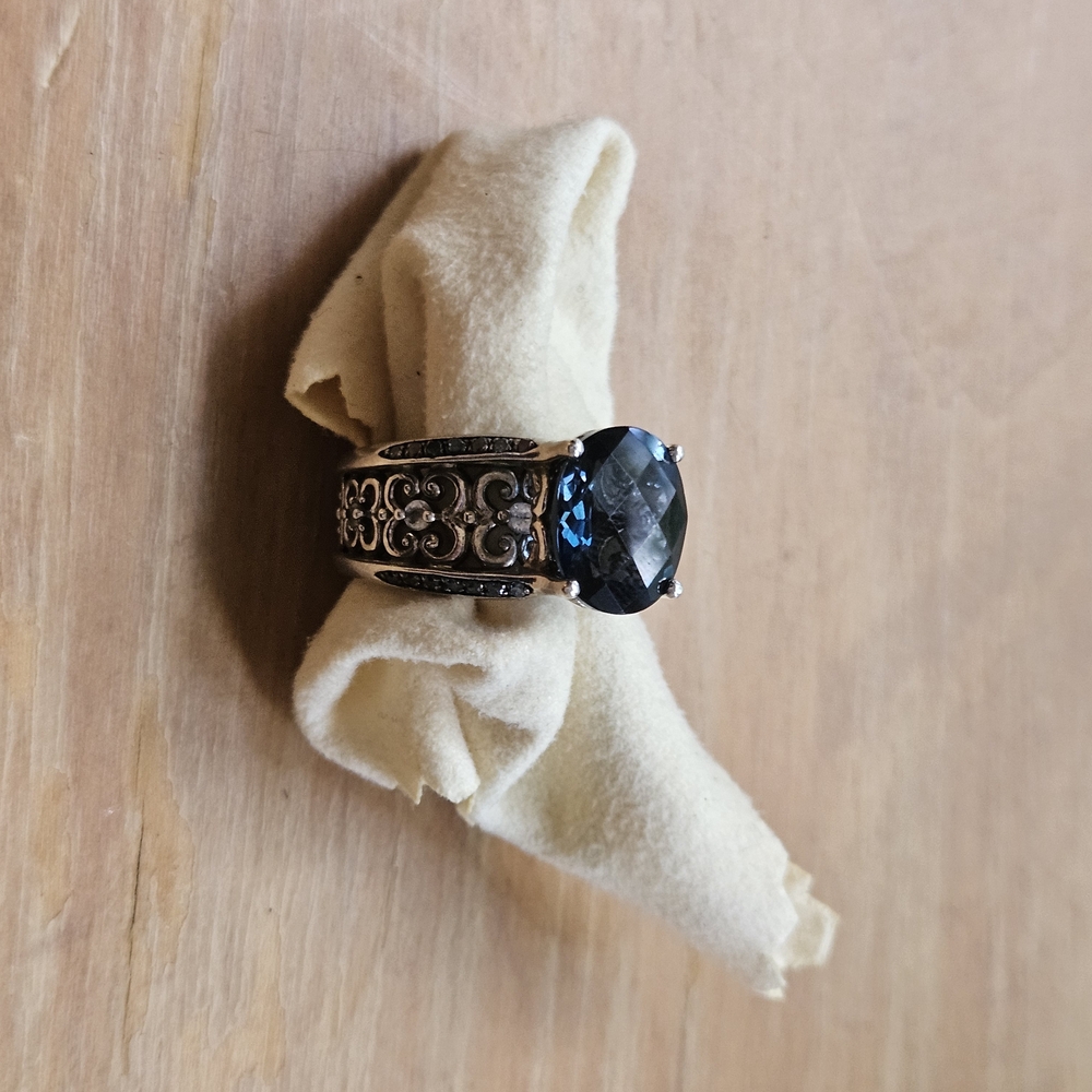 Victoria Wieck 5.33ct London Blue Topaz & Gem/Blue diamond Bridge Ring Size 7 - Picture 17 of 17